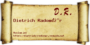 Dietrich Radomér névjegykártya
